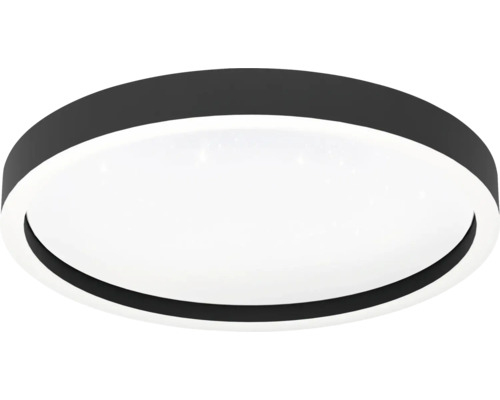 Flache, runde LED-Deckenleuchte in Schwarz und Weiß.