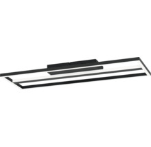 Moderne LED-Deckenleuchte in Schwarz und Weiß mit rechteckigem Design aus Metall und Kunststoff.