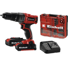 Einhell Akku-Bohrschrauber Set inklusive zwei Akkus, Ladegerät und Zubehörkoffer mit Bits und Bohrern.
