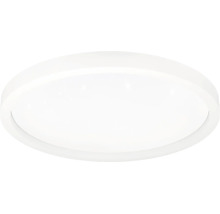 Runde, weiße LED-Deckenleuchte mit flachem Design.