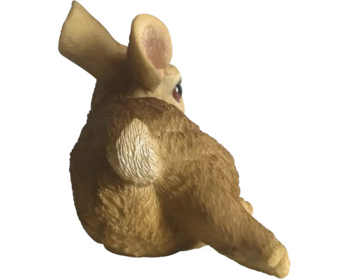 Braune Hasenfigur zur Dekoration für den Garten, Rückansicht mit strukturierter Felloptik.