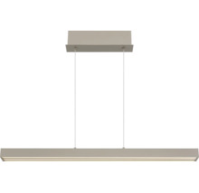Moderne LED-Pendelleuchte in rechteckiger, linearer Form mit Deckenhalterung und zwei dünnen Drahtseilen.