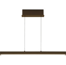 Moderne LED-Pendelleuchte in Balkenform mit rechteckigem Baldachin und zwei Seilaufhängungen.