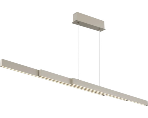 Moderne, ausziehbare Pendelleuchte aus Metall mit integrierter LED Beleuchtung und dreiteiligem Balken.
