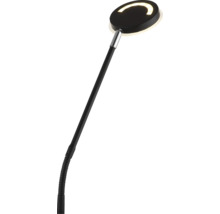 Schwarze LED-Leuchte mit flexiblem Hals und rundem Kopf mit integriertem Leuchtmittel.