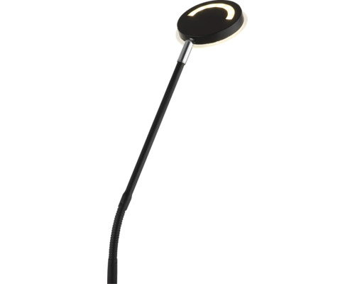Schwarze LED-Leuchte mit flexiblem Hals und rundem Kopf mit integriertem Leuchtmittel.