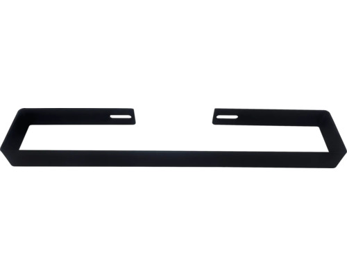 Rechteckiger Handtuchhalter aus schwarzem Metall für die Wandmontage.