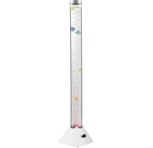 LED-Wassersäule mit aufsteigenden Luftblasen, schwimmenden Kunstfischen und einem pyramidenförmigen Sockel