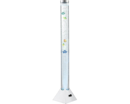 LED-Wassersäule mit sprudelnden Luftblasen und bunten Deko-Fischen, stabiler Standfuß.