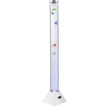 LED-Wassersäule mit künstlichen Fischen, Luftblasen und pyramidenförmigem Standfuß.