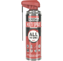 Soudal Multi Spray All in One, 360 Grad sprühbar, Schmiermittel, Rostlöser und Kontaktspray in einer Sprühdose mit Applikator.