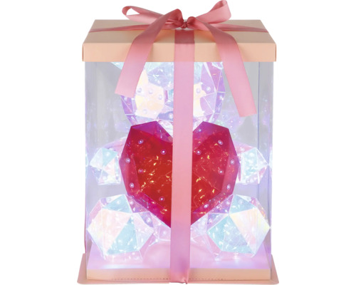 Beleuchteter Deko Bär in Geschenkbox mit Herz
