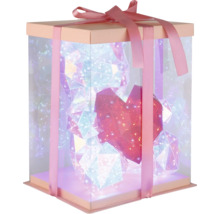 Beleuchtete Geschenkschachtel aus Kunststoff mit Schleife und Dekoration