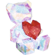 Dekorative Leuchte in Bärenform mit Facettendesign und einem leuchtenden Herz, integrierte Lichterkette.