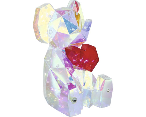 Dekorative Leuchte in Koala Form mit Herz im Facetten Design aus Acryl