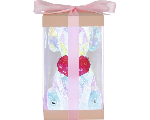 Beleuchteter Acryl Bär mit Herz in Geschenkbox mit Schleife