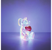 LED-Dekofigur Elefant in schimmernder Kristall-Optik mit einem roten Herz, beleuchtet