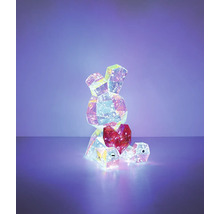 Leuchtende LED-Dekofigur in Form eines sitzenden Hasen mit geometrischem Design, der ein Herz hält.
