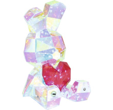 Dekorativer Kristallhase aus Acryl mit integrierter LED Beleuchtung und einem roten Herz