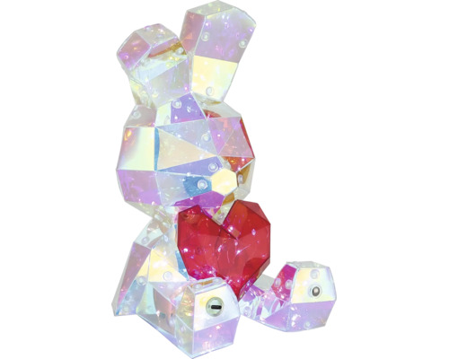 Dekorative Hase Skulptur aus facettenreichem Acryl, die ein großes Herz hält