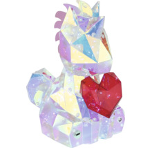 Dekorative Einhorn Figur mit facettenreicher Oberfläche und einem roten Herz