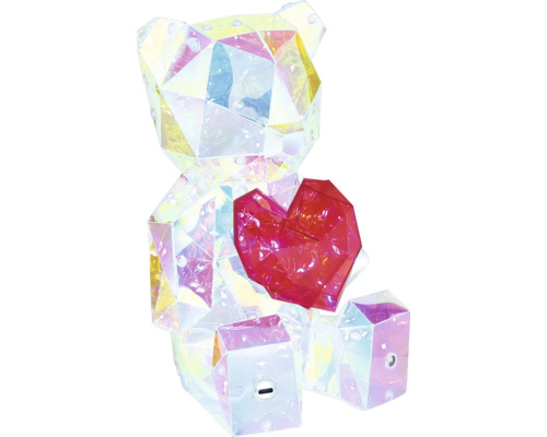 Dekorativer Bär im Facetten Design mit einem Herz aus Acryl