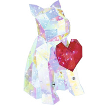 Beleuchtete Figur in Form einer Katze mit Herz aus Acryl mit Licht