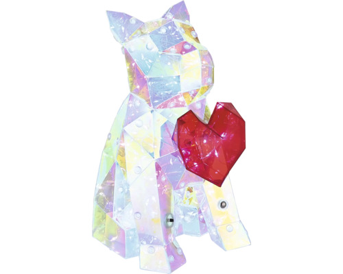 Beleuchtete Figur in Form einer Katze mit Herz aus Acryl mit Licht