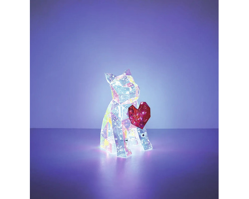 Leuchtende geometrische Hundefigur in Kristall-Optik mit einem Herz
