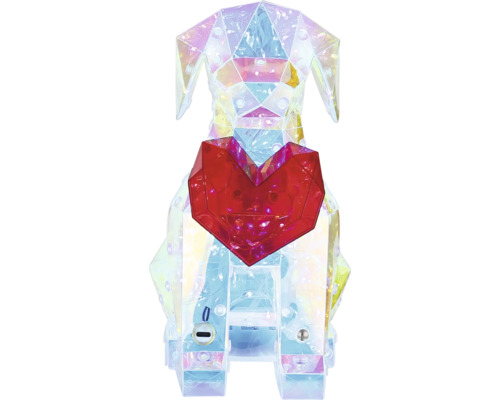 Beleuchtete Acryl-Hundefigur mit Herz