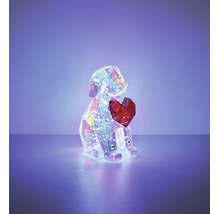 LED-Leuchtfigur in Form eines Hundes mit Herz, geometrisches Kristall-Design für die Weihnachtsdekoration.