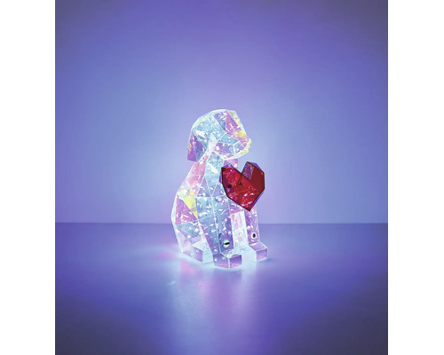 LED-Leuchtfigur in Form eines Hundes mit Herz, geometrisches Kristall-Design für die Weihnachtsdekoration.