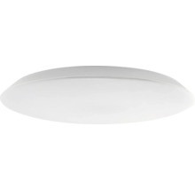 Runde, flache LED-Deckenleuchte aus Kunststoff.