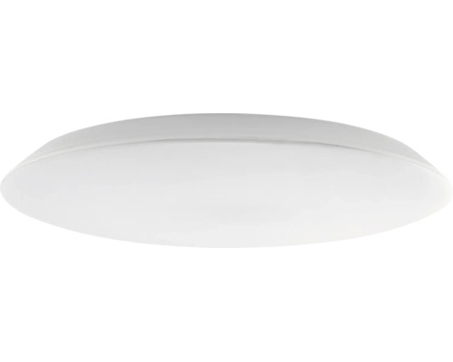 Runde, flache LED-Deckenleuchte aus Kunststoff.