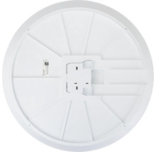 Rückansicht eines runden LED-Panels mit Montagehalterung.