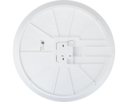 Rückansicht eines runden LED-Panels mit Montagehalterung.