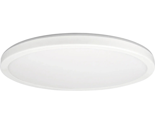 Runde, flache LED-Deckenleuchte mit schmalem Rahmen.