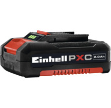 Einhell Power X-Change 2,0 Amperestunden Akku mit Ladestandsanzeige.