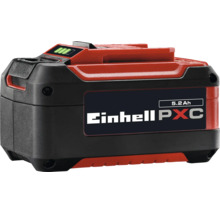 Einhell PXC Akku mit 5,2 Amperestunden Kapazität und Ladestandsanzeige.