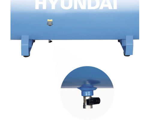 Kondensat-Ablassventil an einem Hyundai Druckluftkompressor.
