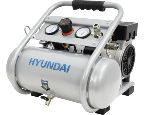 Hyundai Druckluftkompressor, tragbar mit Druckbehälter, zwei Manometern und Druckregler.