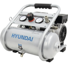Tragbarer Hyundai Kompressor mit Druckkessel, zwei Manometern, Druckregler, Tragegriff und Hyundai Logo.