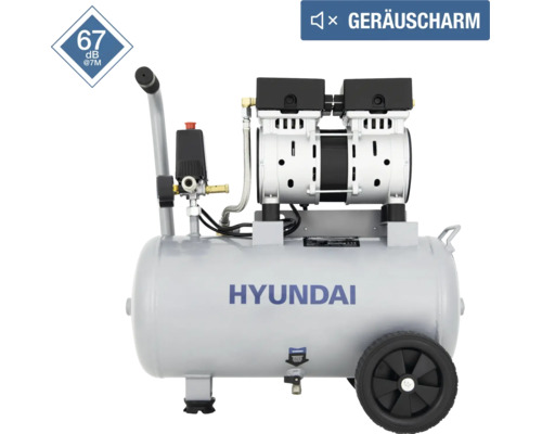 Fahrbarer Hyundai Kompressor, geräuscharm mit 67 Dezibel, horizontaler Tank, zwei Motoreinheiten.