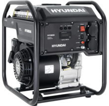 Hyundai Inverter Stromerzeuger HY3800i mit digitalem Display, Schutzrahmen und 230 Volt Steckdosen.