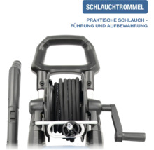 Schlauchtrommel eines Hochdruckreinigers für praktische Schlauchführung und Aufbewahrung.