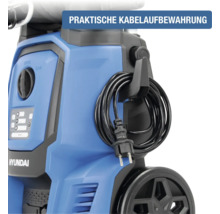 Nahaufnahme eines Hyundai Hochdruckreinigers mit integrierter Kabelaufbewahrung für das Stromkabel.