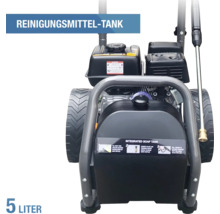 Hochdruckreiniger mit integriertem Reinigungsmitteltank mit einem Fassungsvermögen von 5 Litern.
