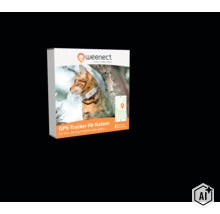 Verpackung des Weenect GPS-Trackers für Katzen mit einer Abbildung einer Katze mit Halsband-Tracker und einem Smartphone. (Image AI modified or generated)