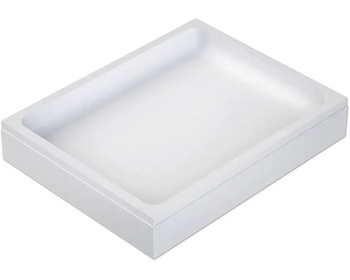Rechteckige Seifenschale in Weiß mit minimalistischem Design.