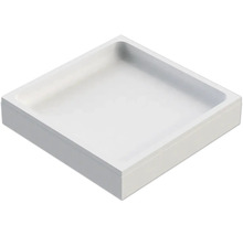 Weiße quadratische Duschwanne aus Sanitäracryl mit glatter Oberfläche.